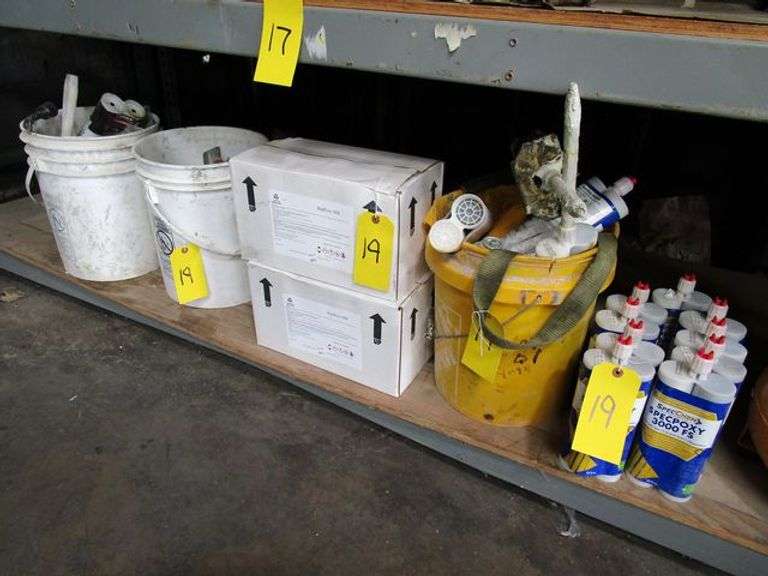 LOT, (2) BOXES TUFF TEX REP POXY MB, (10) SPEC CHEM SPECPOXY 3000 FS AND (2) BUCKETS ASSORTED ITEMS