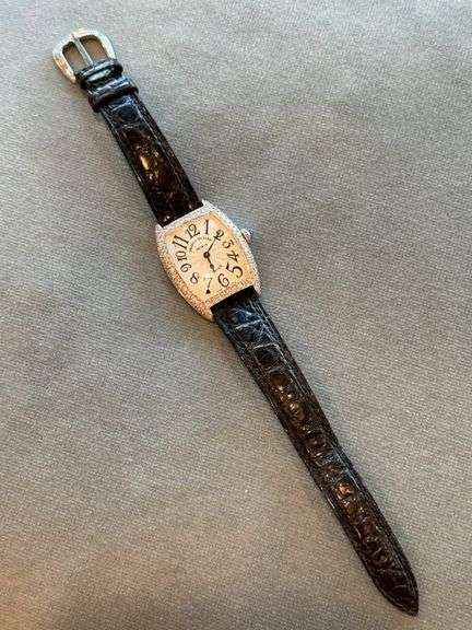 LADIES 18 KARAT WHITE GOLD AND DIAMOND FRANK MULLER WATCH