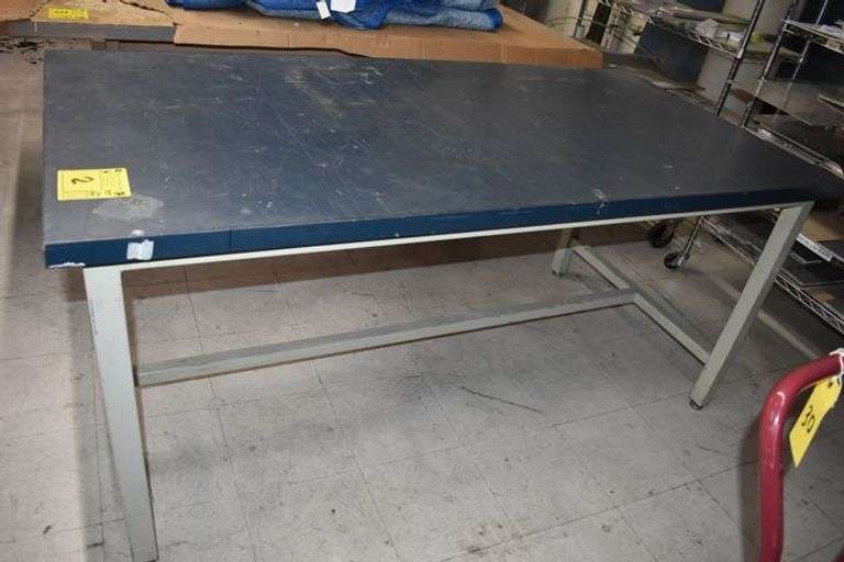 METAL FRAME/WOOD TOP WORKBENCH, APPROX. 36" X 72"