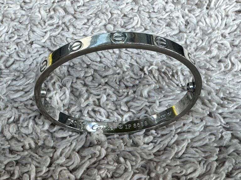CARTIER IP 6688 WHITE GOLD SILVER BRACELET STAMPED 750 SIZE 17