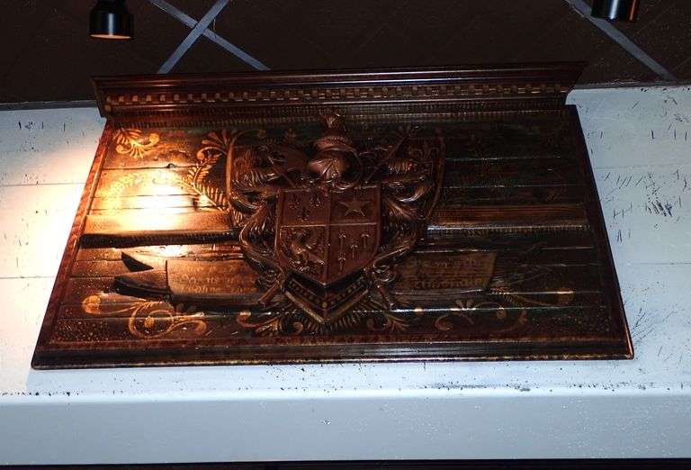 HANGING WOODEN CREST 30" X 44"