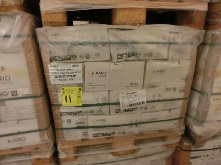 PALLETS, APPROX. (24) CARTONS KAHAZR 15 HXG 15 X 17.5 ANTC HEXAGON AZURE GLOSSY WALL TILE 20230400707V4-M1