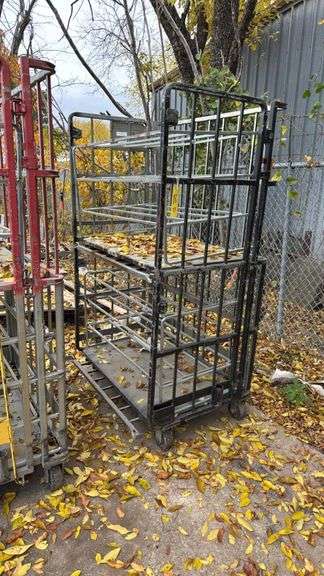 Heavy-Duty Rolling Metal Storage Cart, 3 Shelves, Red/Black/Silver