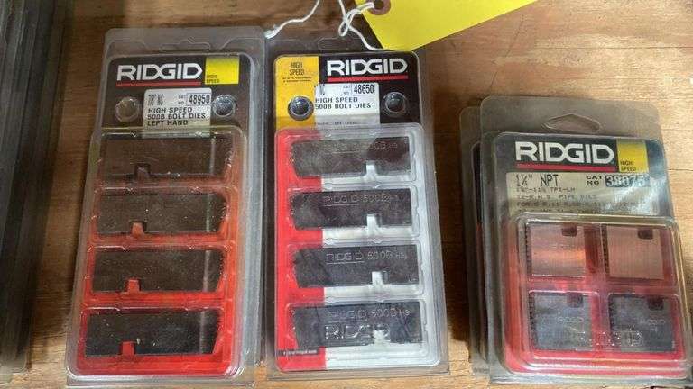LOT, (10) ASSORTED Ridgid 500B High-Speed Bolt Dies, 1/4" NPT & 3/8", Original Packaging