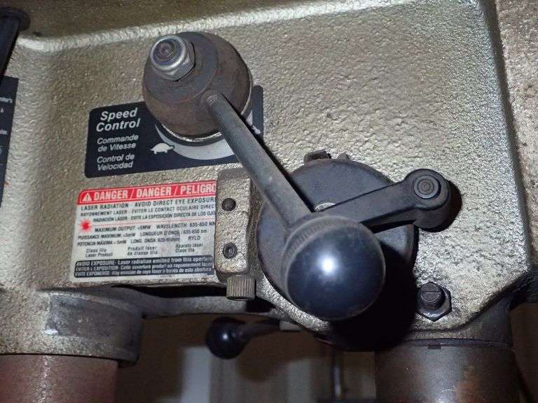 RYOBI BENCH PRESS DRILL DP121L MOUNTED TO STEEL WORK TABLE