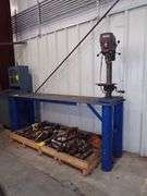 RYOBI BENCH PRESS DRILL DP121L MOUNTED TO STEEL WORK TABLE