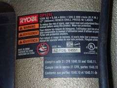 RYOBI BENCH PRESS DRILL DP121L MOUNTED TO STEEL WORK TABLE