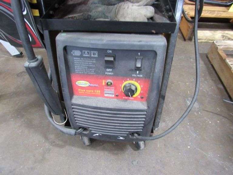 LOT, (1) 90-AMP FLUX WIRE WELDER CHICAGO ELECTRIC, (1) WELDING CART AND (1) NORTHERN INDUSTRIAL WIRE FEED WELDER FLUX CORE 125