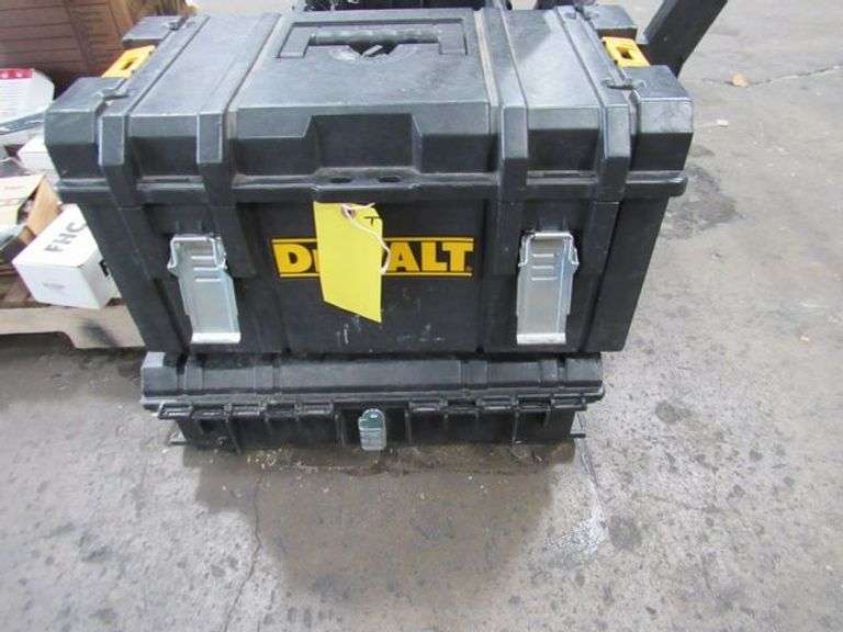 DEWALT STACKABLE TOOL BOX WITH CONTENTS AS SHOWN *MAIN BOX IS BROKEN*