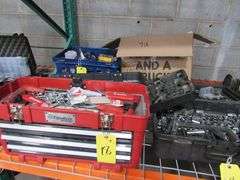 LOT, (1) EQUALIZER TOOL BOX HP 2331 WITH ASSORTED TOOLS AND (1) TOOL BOX WITH SOCKETS, BOTH AS SHOWN