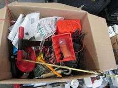 (1) PALLET, ASSORTED ITEMS INCLUDING GLASS GRINDING DISCS, DOOR CLOSER, V519 OBDII DIAGNOSTIC SCAN TOOL AND ASSORTED TOOLS AS SHOWN