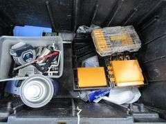 DEWALT STACKABLE TOOL BOX WITH CONTENTS AS SHOWN *MAIN BOX IS BROKEN*
