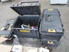DEWALT STACKABLE TOOL BOX WITH CONTENTS AS SHOWN *MAIN BOX IS BROKEN*