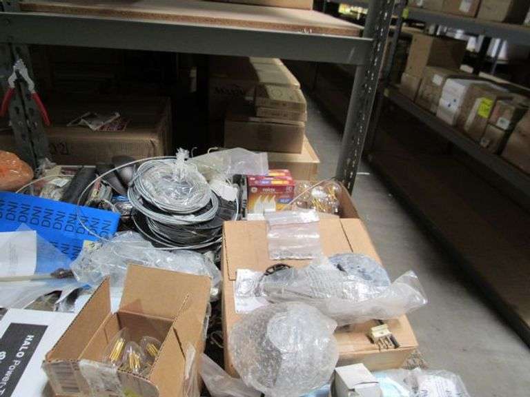 MISC. LOT INCLUDING ASSORTED FAN PARTS, LIGHT BULBS, BALL GLOBES, ETC.