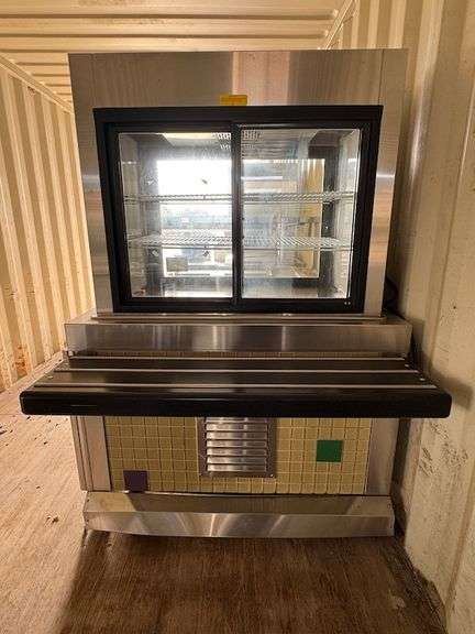 2011 MOD-U-SERVE MCT-FT3 MODULAR COUNTER W/ ATLAS METAL WCPT-3 REFRIGERATED PASS THROUGH DISPLAY CASE