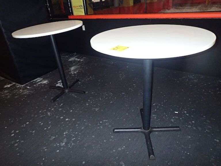 Round Bar Height Table w/ Metal Base and Heavy White Top **sold 2X the money**