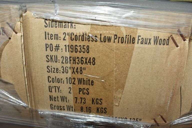 2" CORDLESS LOW PROFILE FAUX WOOD BLINDS (2) PER BOX - 36" X 48"