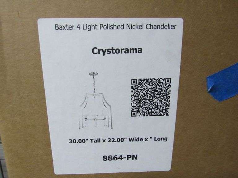 LOT, (1) CRYSTORAMA BAXTER 4-LIGHT NICKEL CHANDELIER #8864-PN & (1) WAC DOR #0108, ETC.