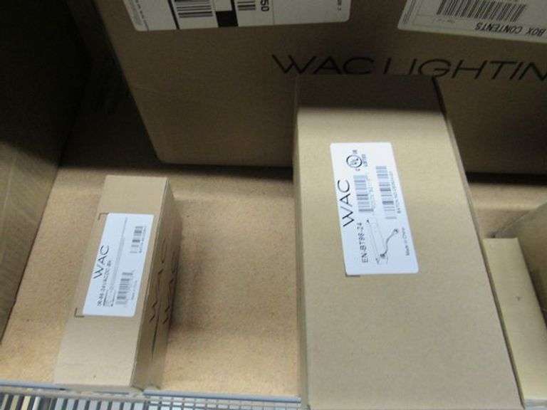 CONTENTS OF SHELF, ASSORTED WAC LIGHTING PRODUCTS, LED SCONCES, LED OUTDOOR SCONCES, HARDWARE, GEMINI TAPE, LED PANELS, ETC.