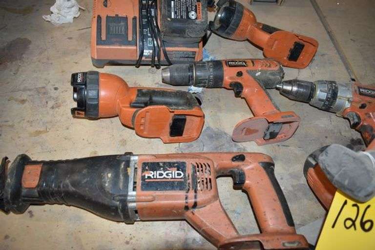(6) RIGID CORDLESS TOOLS WITH (1) BATTERY AND (1) CHARGER