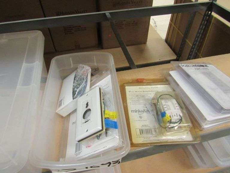 LOT OF APPROX. (25) BOXES OF ASSORTED GLASS KITS, LIGHT KITS, FAN PARTS, ETC..