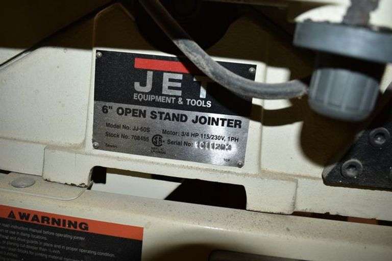 JET 6" OPEN STAND JOINTER MDL JJ-605 3/4-HP 110-V