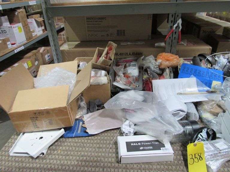 MISC. LOT INCLUDING ASSORTED FAN PARTS, LIGHT BULBS, BALL GLOBES, ETC.