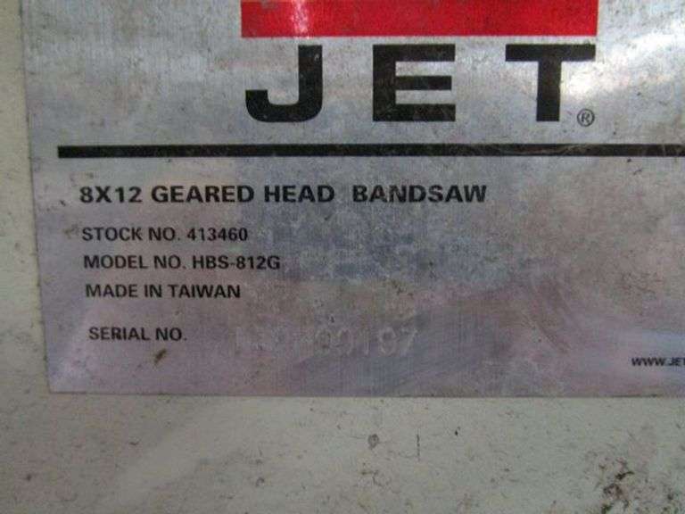 JET 8X12 GEARED HEAD BANDSAW MDL. HBS-812G, S/N 140300197, 115V