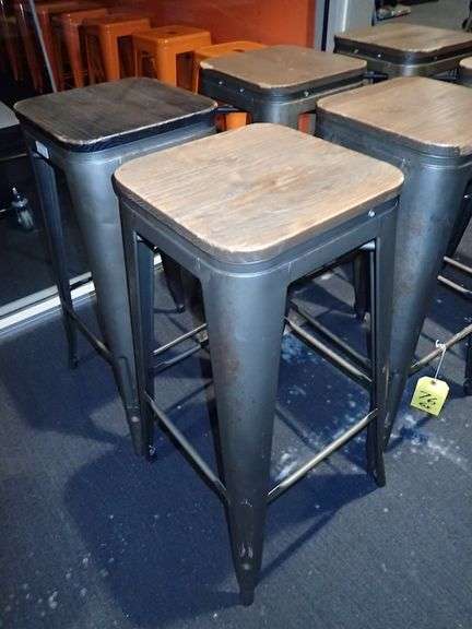 Metal Stacking Chair w/ Wood Top **sold 6X the money**