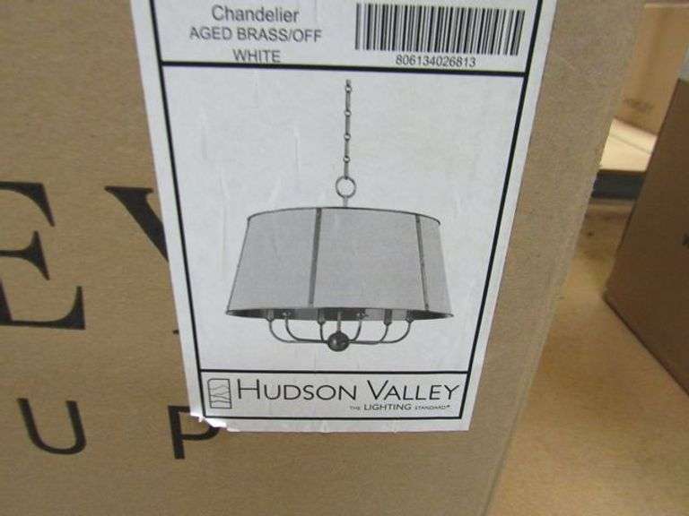 HUDSON VALLEY CHANDELIER AGED BRASS/OFF WHITE #MDS121-AGB/062
