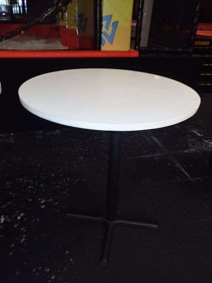Round Bar Height Table w/ Metal Base and Heavy White Top **sold 2X the money**