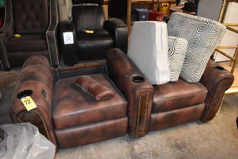 (2) THEATER STYLE CHAIRS *MISSING BACKS* POWER RECLINE, 110-V