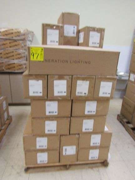 (1) SKID OF APPROX. (14) GENERATION 4-LIGHT WALL/BATH SCONCES #4420904-962 & (28) 2-LIGHT CEILING FLUSH MOUNT LIGHTS #75435-710