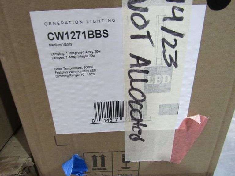 (1) SKID OF APPROX. (16) BOXES OF GENERATION LIGHTING PRODUCTS, 6-LIGHT OUTDOOR WALL LANTERNS, LINEAR CHANDELIER, LIGHT PENDANTS, 1-LIGHT OUTDOOR WALL LANTERN, MEDIUM VANITY, FLUSH MOUNT LIGHT, 8-LIGHT CHANDELIER, ETC.