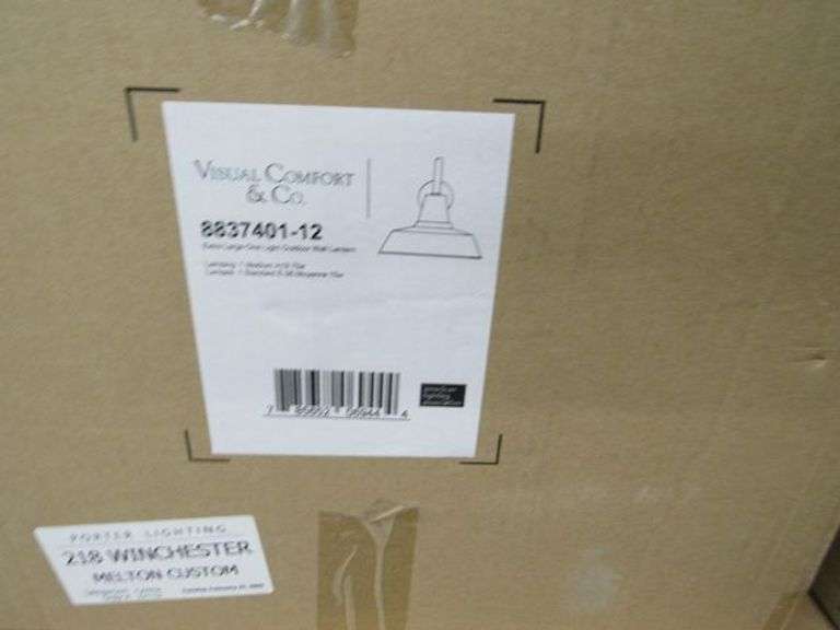 LOT OF ASSORTED (32) BOXES OF VISUAL COMFORT/GENERATION LIGHTING PRODUCTS, (10) TRAVERSE MIRAGE WH #14916RD-15, (1) 5-LIGHT ISLAND PENDANT #6690305-778, (1) LARGE 1-LIGHT OUTDOOR WALL PENDANT #8837401-12, (2) 4-LIGHT WALL/BATH #4457104-112, (3) 3-LIGHT WALL/BATH SCONCE #4420903-05, (1) LED WALL/BATH #45040935-112, (2) 1-LIGHT MINI PENDANTS #6177101EN3-848, (7) 4-LIGHT WALL/BATH SCONCE #4420904-112, ETC.