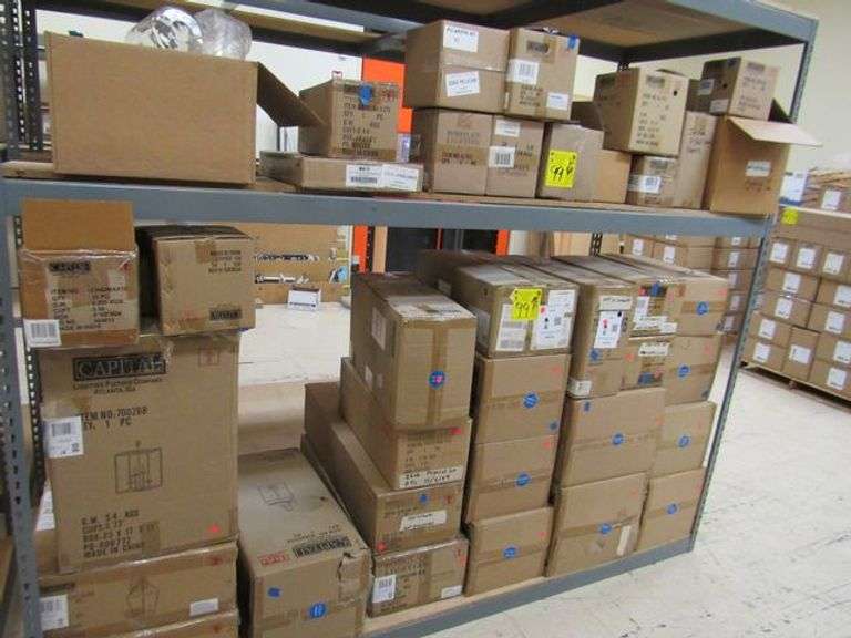 LOT OF APPROX. (35) BOXES OF ASSORTED LIGHTING PRODUCTS, LIGHT PENDANTS, LANTERNS, 3-LIGHT SCONCES, 4-LIGHT WALL/BATH SCONCES, WALL LIGHTS, OUTDOOR LANTERNS, GLASS INSERTS, PARTS, ETC.