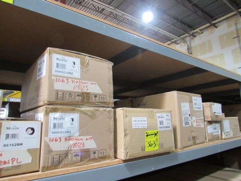 LOT OF APPROX. (8) BOXES: MAXIM LIGHTING, (1) PCB INTEGRATED 8W, Z, E-26 MEDIUM 60W POST LIGHTS, (1) 1094 1.8W LAMP, (1) E26 MEDIUM 60W PENDANT, (2) 3H INTEGRATED 6W VANITY
