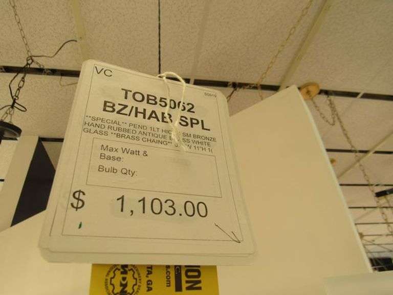 CHANDELIER OR PENDANT AS SHOWN * REFER TO PHOTOS * BUYER RESPONSIBLE FOR REMOVAL - BRING TOOLS AND LADDER AS ITEMS ARE CEILING MOUNTED 12'-14' CEILING HEIGHT*