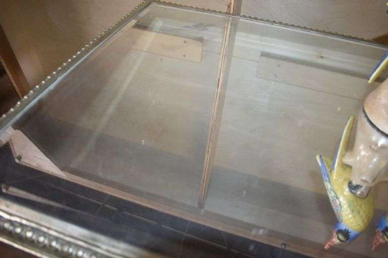 BAR CABINET WITH MIRRORED TOP, SIDES AND FRONT - APPROX. 50" X 24" X 42"