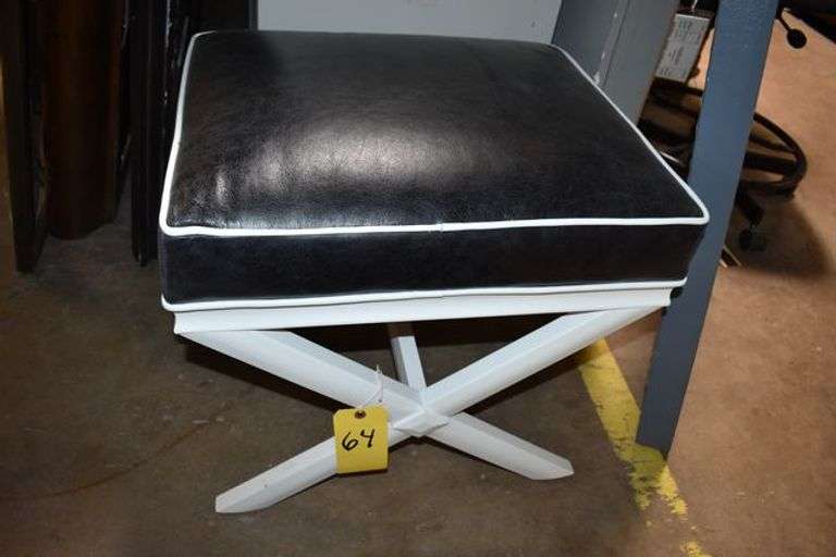 VINYL UPHOLSTERED STOOL WITH WOOD FRAME - APPROX. 22" X 18" X 20"