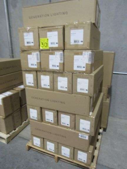 (1) SKID OF APPROX. (35) ASSORTED GENERATION LIGHTING PRODUCTS, 4-LIGHT WALL/BATH SCONCES #4420904-112, 3-LIGHT WALL/BATH #4441303-848, 8-LIGHT ISLAND PENDANT, 1-LIGHT PENDANTS, ETC.