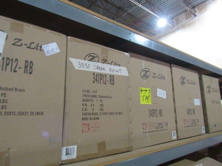LOT OF (8) Z-LITE CEILING MOUNT LIGHTS, 341P12-RB, 340P12-MB, 476P GLASS