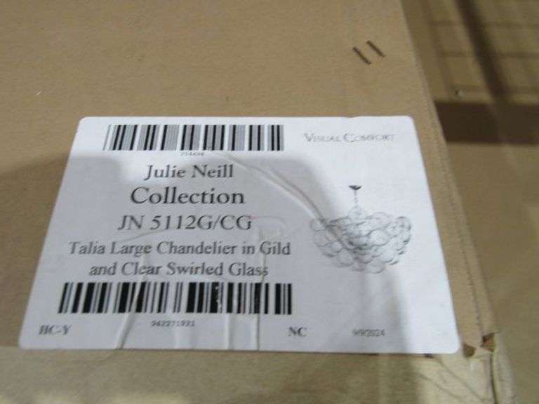 VISUAL COMFORT TALIA LARGE CHANDELIER IN GILD & CLEAR SWIRLED GLASS #JN5112G/CG