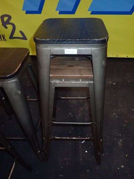 Metal Stacking Chair w/ Wood Top **sold 10X the money**