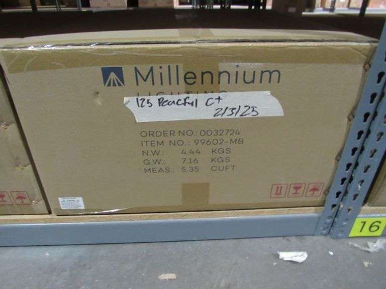 LOT OF APPROX. (5) BOXES: MILLENNIUM LIGHTING 99602-MG, 9805-SN, 42602-PBK, 42604-PBK