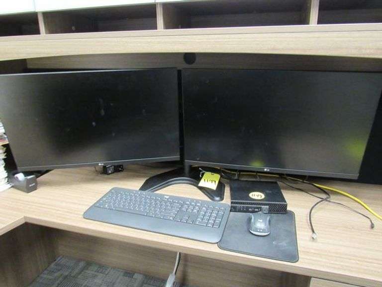 LOT, (2) LG MONITORS W/KEYBOARD & MOUSE, DELL OPTIPLEX 7070 MINI ...