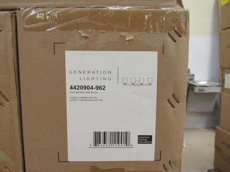 (1) SKID OF APPROX. (14) GENERATION 4-LIGHT WALL/BATH SCONCES #4420904-962 & (28) 2-LIGHT CEILING FLUSH MOUNT LIGHTS #75435-710