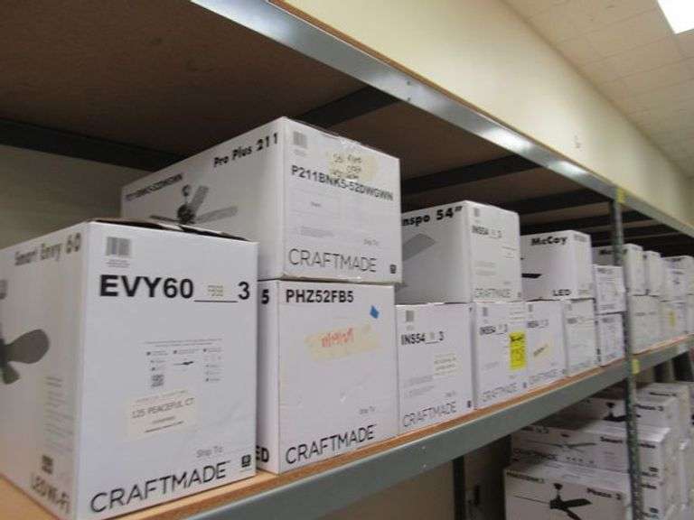 LOT OF (12) CRAFTMADE ASSORTED CEILING FANS, (2) SMART PHOEBE 60" #PHB60SB3, (1) MCCOY 52" #MCY52FB4, (5) INSPO 54" #INS54W3, (1) PRO PLUS 211 52" #P211BNK5-52DWGWN, (1) PHASE 5 52" #PHZ52FB5 & (1) SMART ENVY 60" #EVY60FBSB3