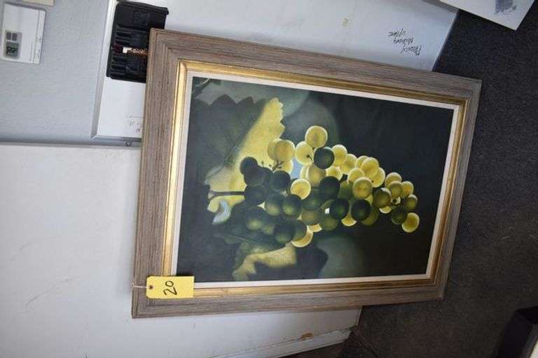 FRAMED PRINT ON CANVAS "GRAPES" - APPROX. 33" X 45"