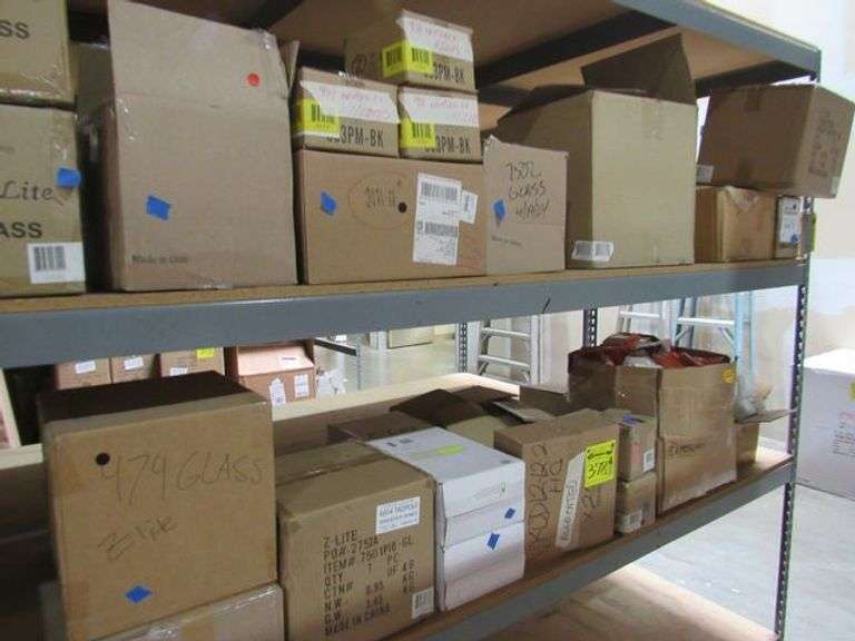 LOT OF APPROX. (13) BOXES Z-LITE LIGHTING, 2752A GLASS GLOBE, 1901-4V GLASS ONLY, 2610A LRG GLASS GLOBE, ETC.